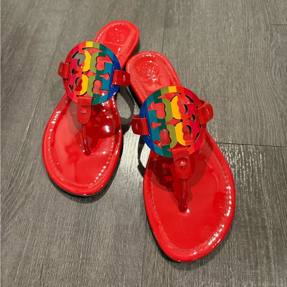 Tory Burch Red Multicolor Slippers